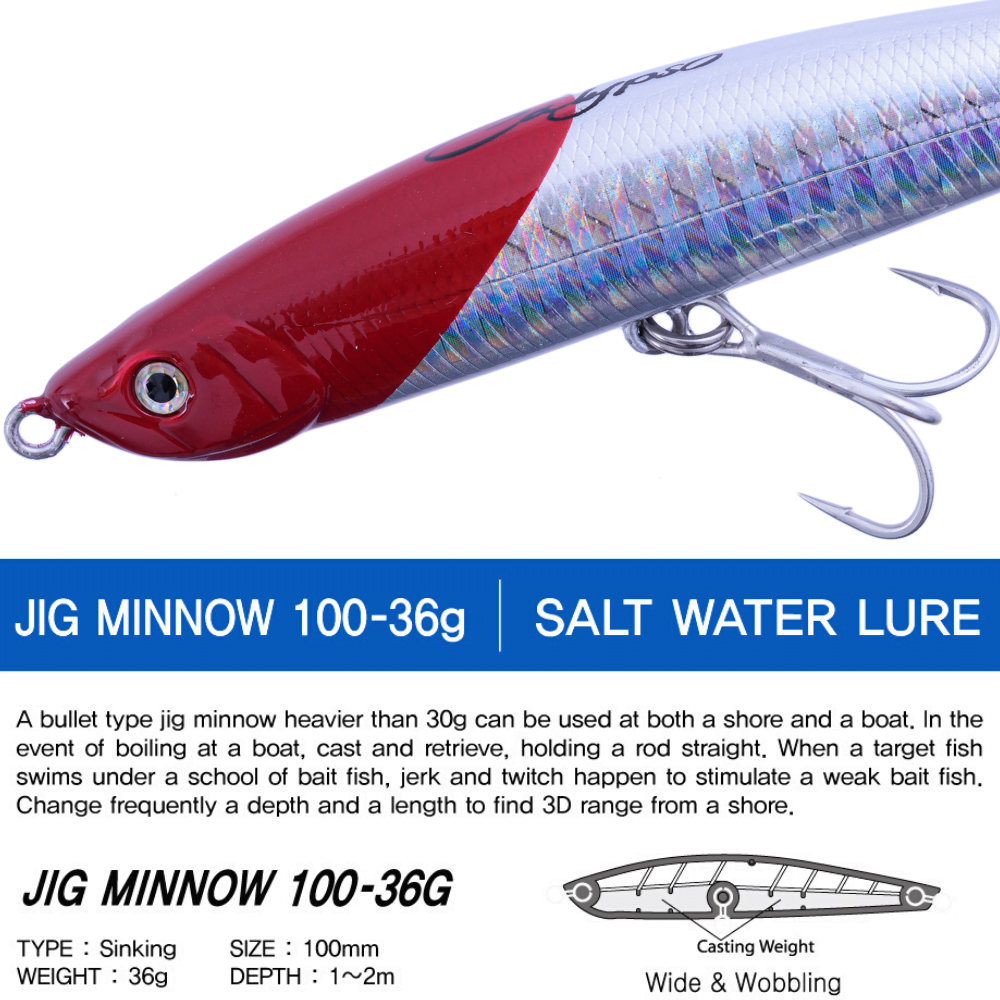NS Black Hole Saltwater Jig Minnow Lure Calypso 100mm/36g - Image 2