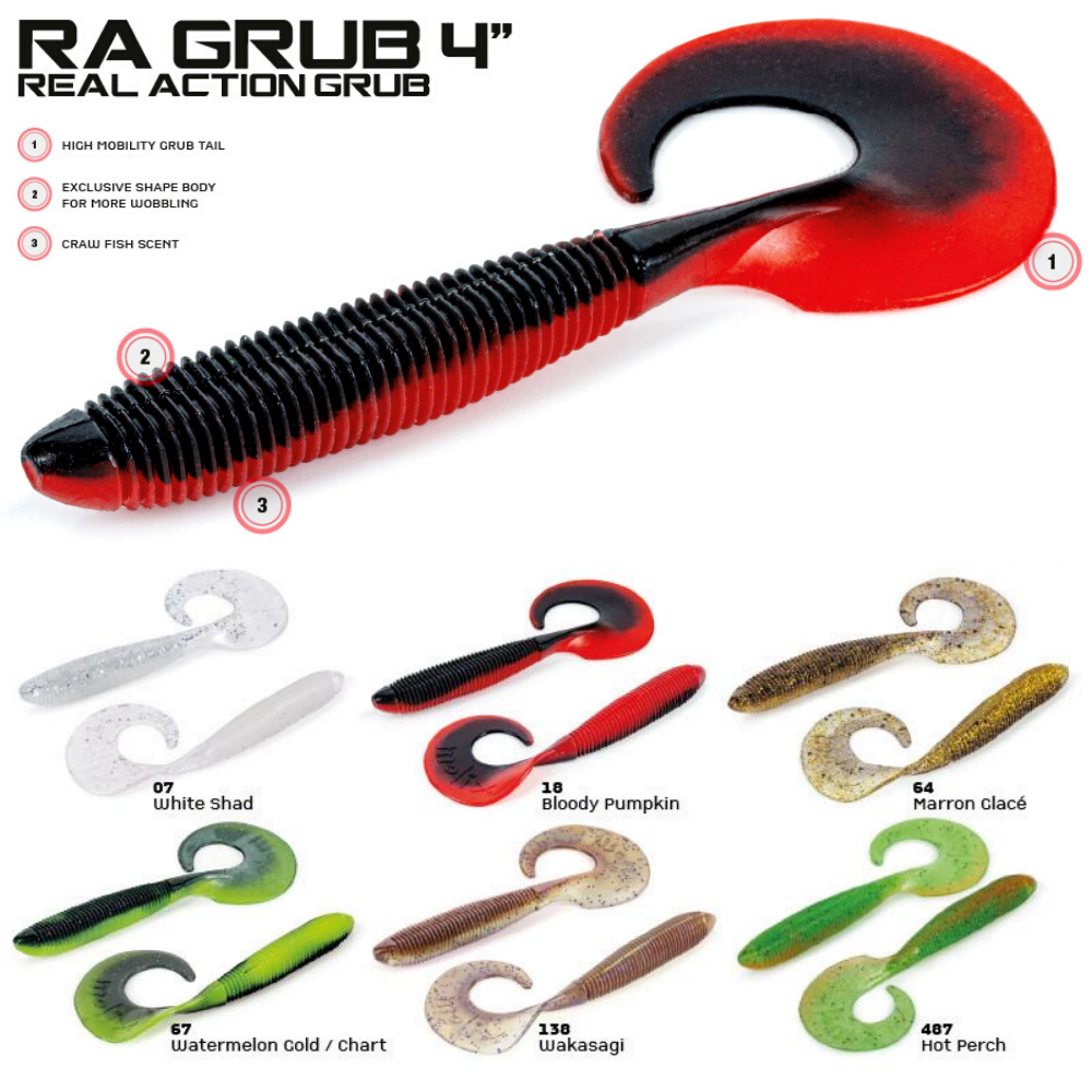 MOLIX Scented Grub Tail Soft Bait Lure RA GRUB 4” Bulk
