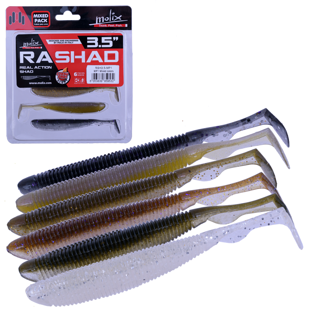 MOLIX Scented Soft Bait Lure RA SHAD 3.5” Mixed Natural Pack