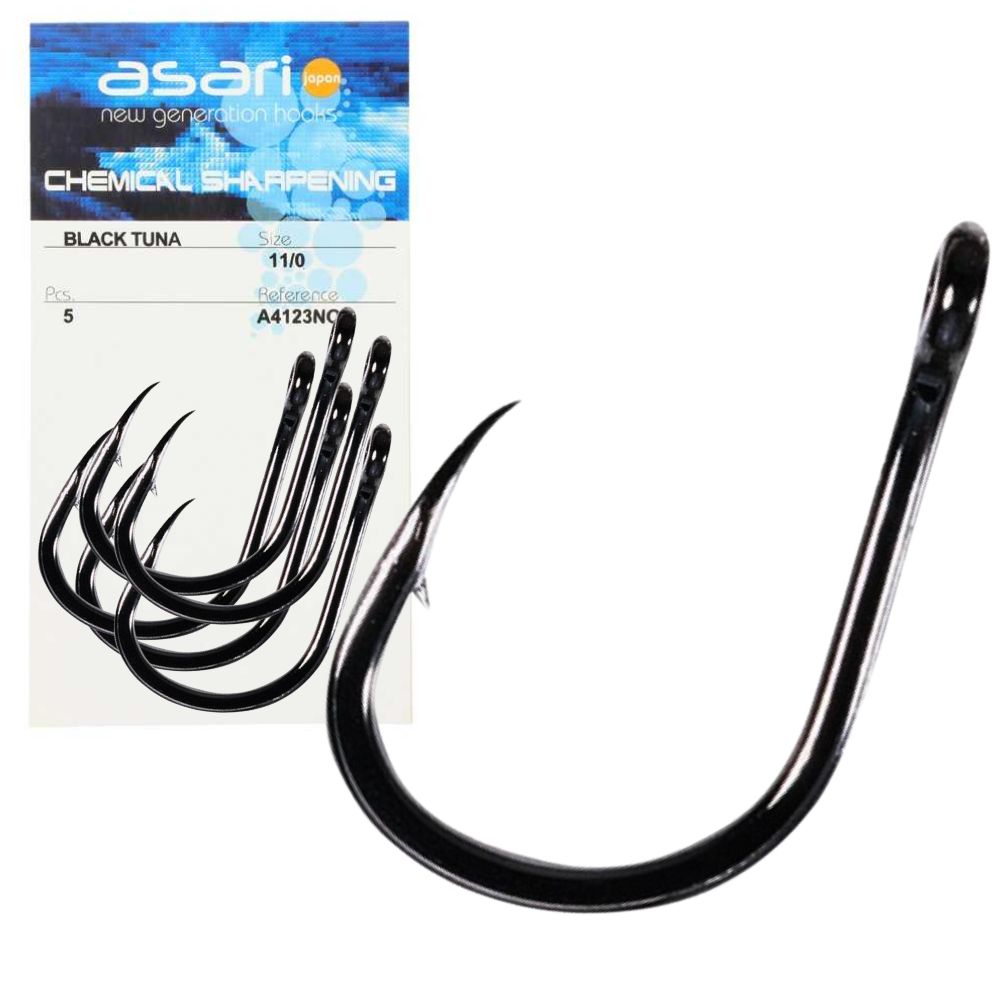 ASARI Heavy-Duty Saltwater Bait Fishing Hook BLACK TUNA
