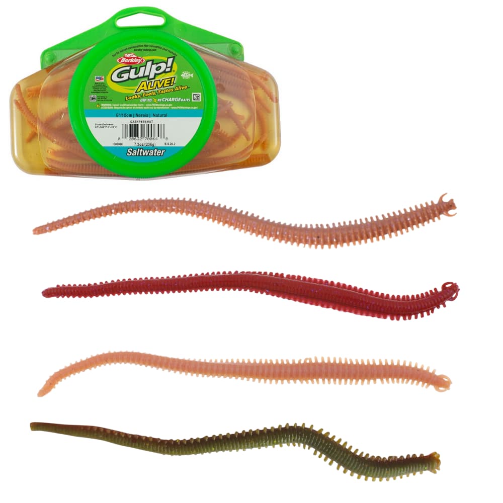 BERKLEY Gulp Alive Scented Soft Bait Lure Sandworm NEREIS 6”/15cm