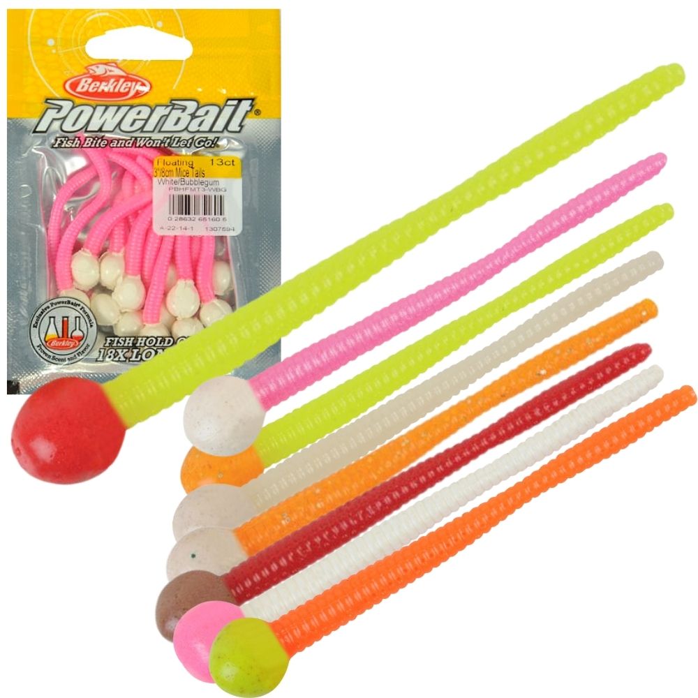 BERKLEY PowerBait Trout Scented Soft Bait Lure MICE TAIL 7.5cm/13pcs