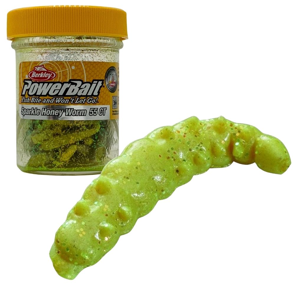 BERKLEY PowerBait Scented Soft Bait Lure Sparkle HONEY WORM 55pcs - Image 2