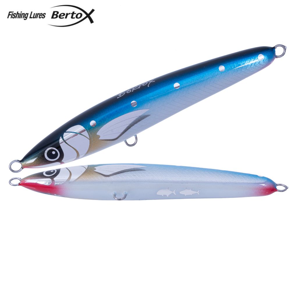 BERTOX Handmade Balanced Wooden Slow Sinking Stick Bait 20cm/125g Sardine