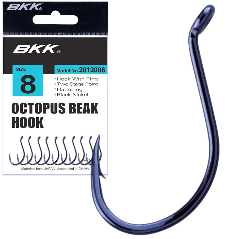 BKK Black Nickel Extra Strong Wire Offset Hook OCTOPUS BEAK