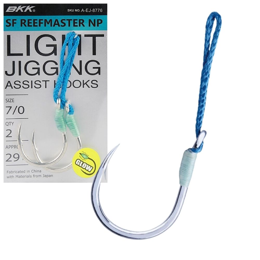 BKK Pre-Tied Luminous Single Assist Jigging Hooks Reefmaster SF8070-NP