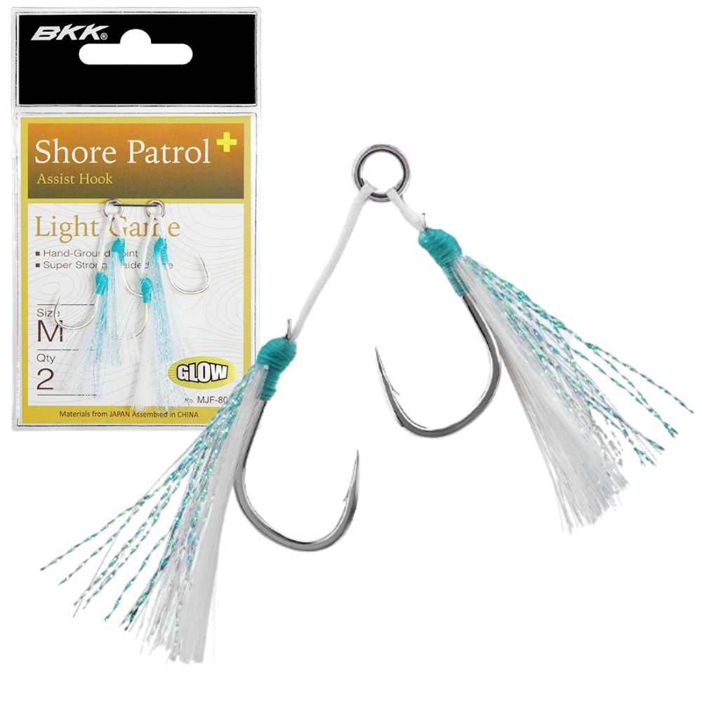 BKK Light Game Glow-Fibre Double Assist Jig Hooks SHORE PATROL+