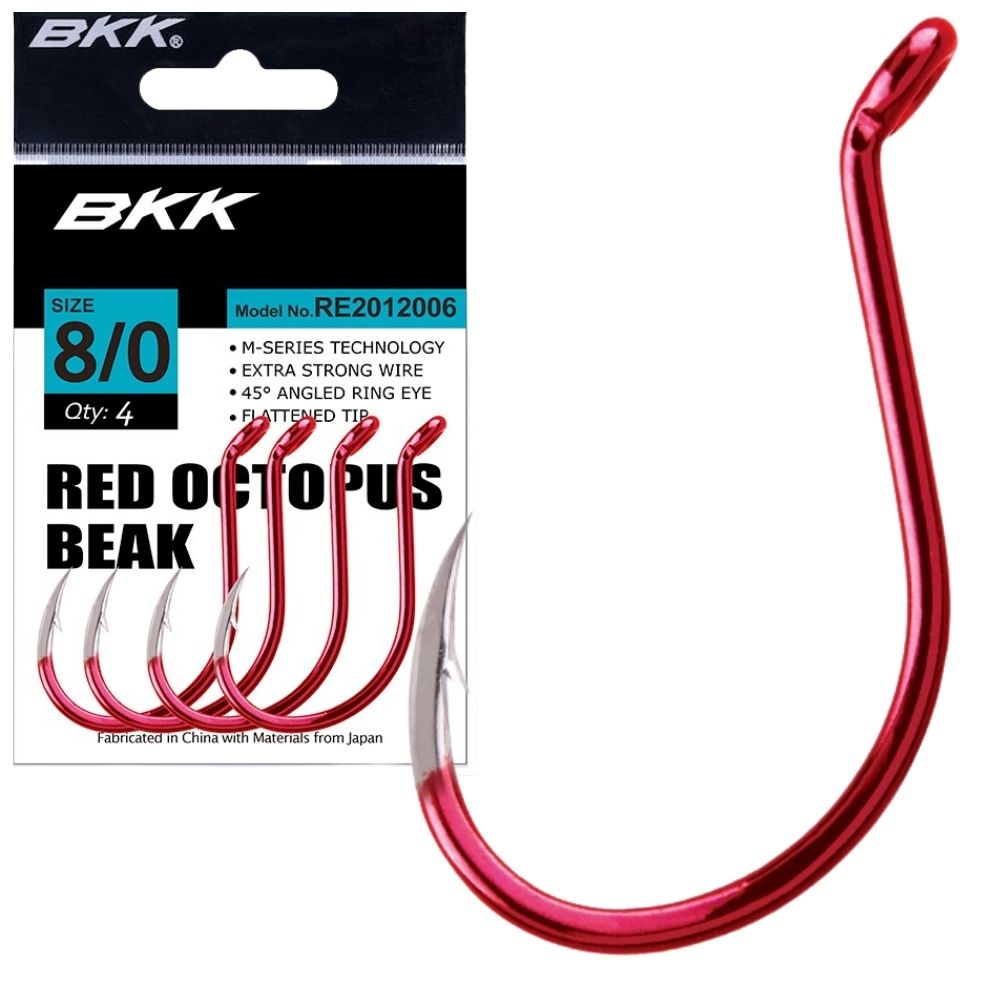 BKK Extra Strong Wire Red Coated Bait Hook OCTOPUS BEAK