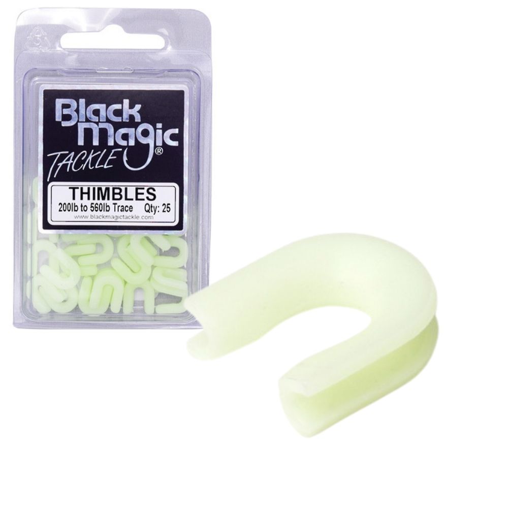 BLACK MAGIC Offshore Fishing Leader Protector Plastic Luminous THIMBLES 25 pcs