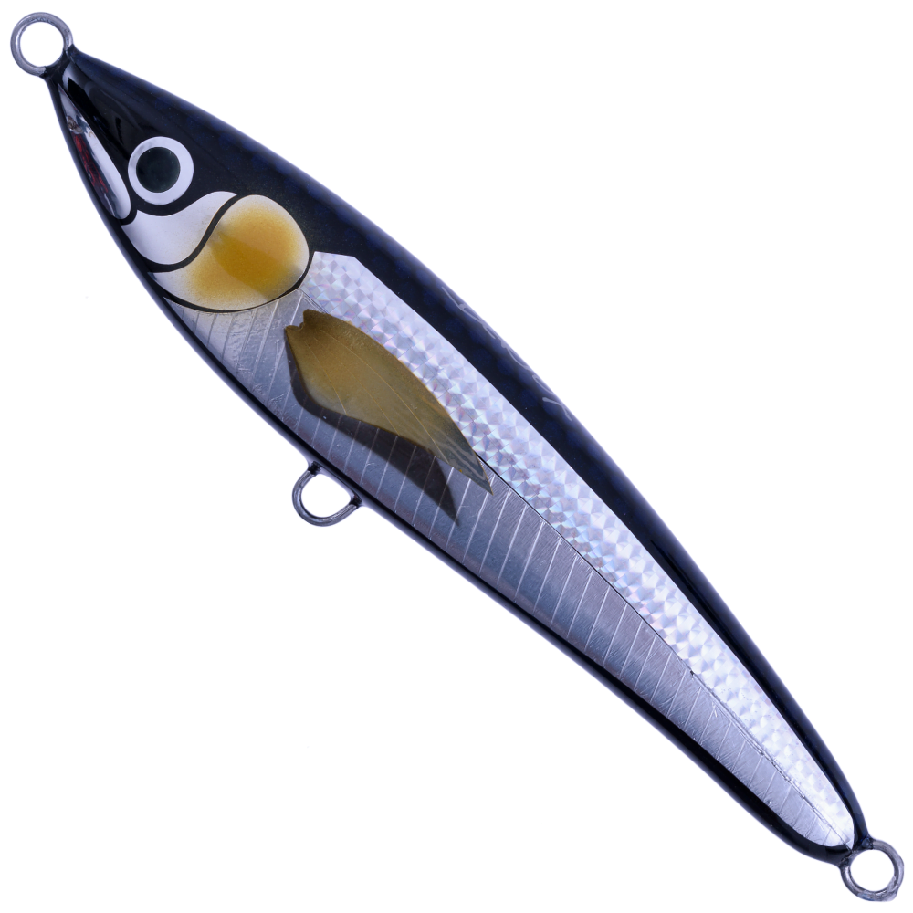BERTOX Saltwater Handmade Wooden Sinking STICK BAIT 18cm/100g Black Foil - Image 2