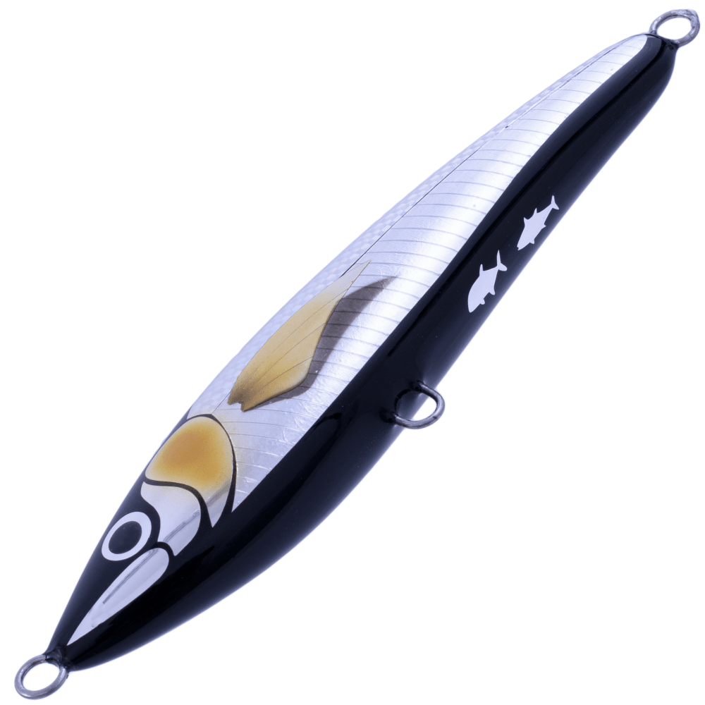 BERTOX Saltwater Handmade Wooden Sinking STICK BAIT 18cm/100g Black Foil - Image 3