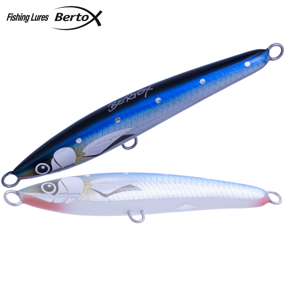 BERTOX Saltwater Handmade Wooden Sinking STICK BAIT 15cm/45g Blue Sardine