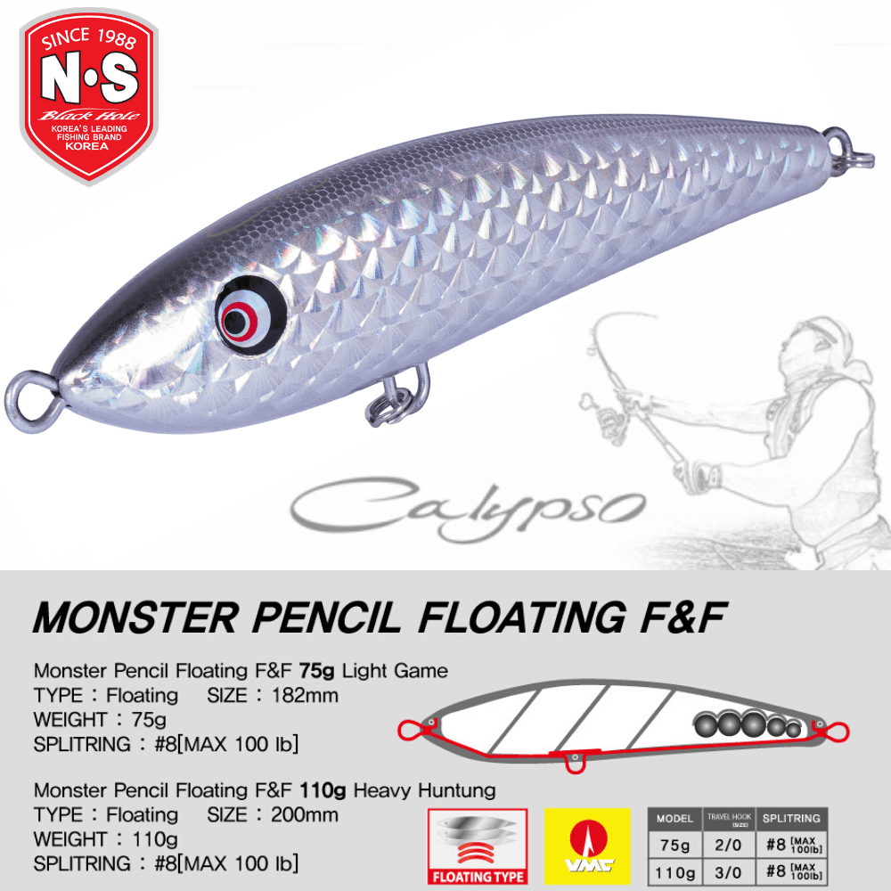 NS Black Hole Saltwater Floating Stick Bait Lure CALYPSO 75g - Image 22