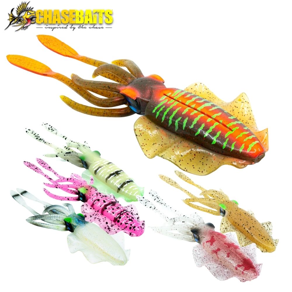 CHASEBAITS Lifelike Squid Soft Plastic Lure ULTIMATE SQUID 5.9in