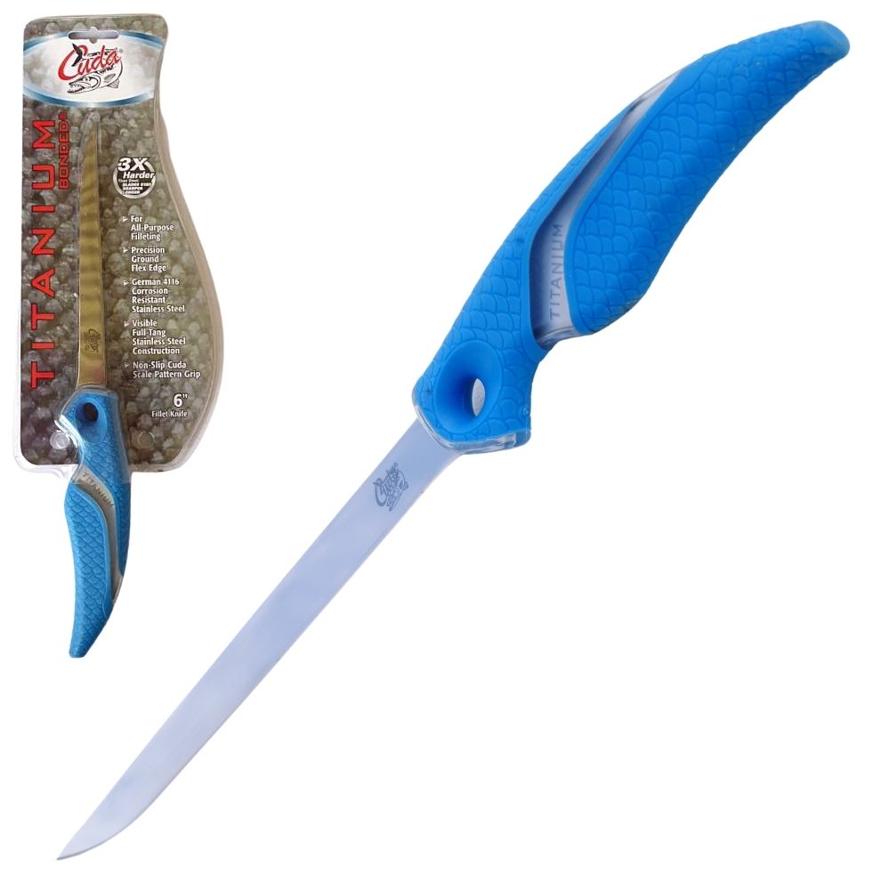 CUDA Fishing 9" Titanium Nitride Bonded Flex Fillet KNIFE