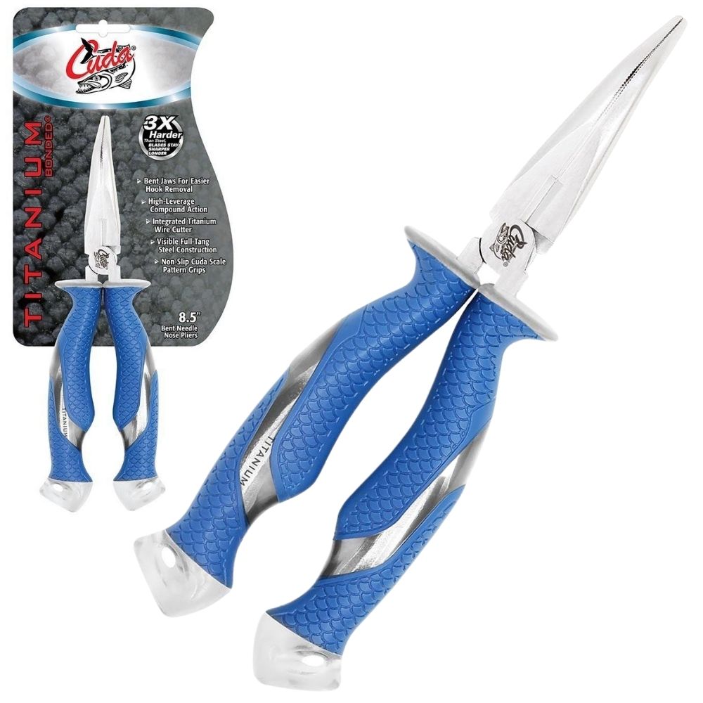 CUDA 8.5" Titanium Bonded Bent Needle Nose PLIERS