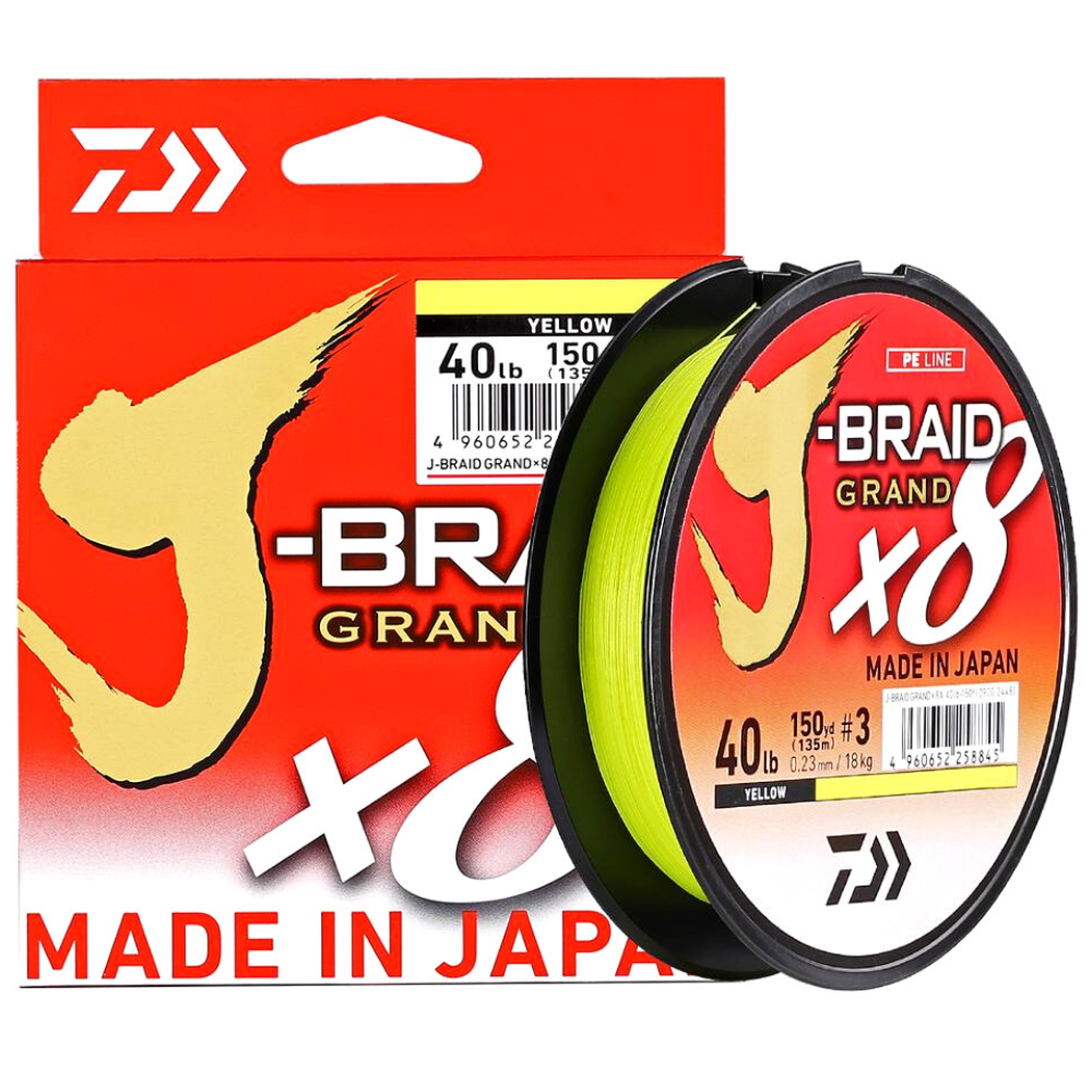 DAIWA 8 Strand Casting Round Braid Line J-Braid GRAND X8 135m/150yd Yellow