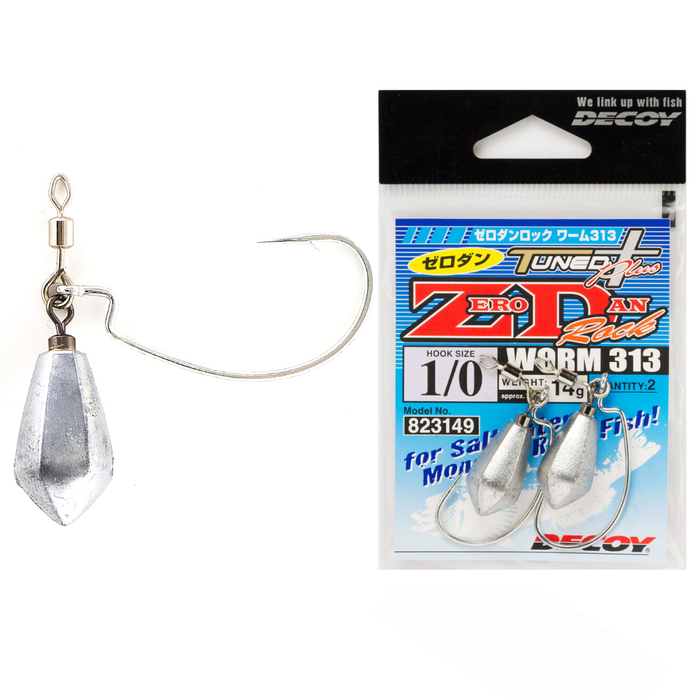 DECOY Rock Fishing Hook & Sinker Rig Zero Dan Worm 313