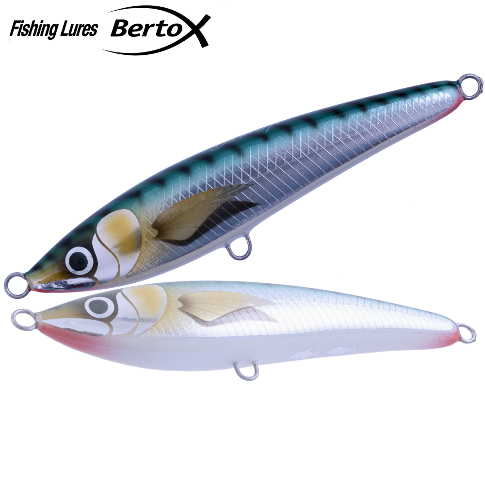 BERTOX Saltwater Handmade Wooden Sinking STICK BAIT 18cm/100g Green Mack
