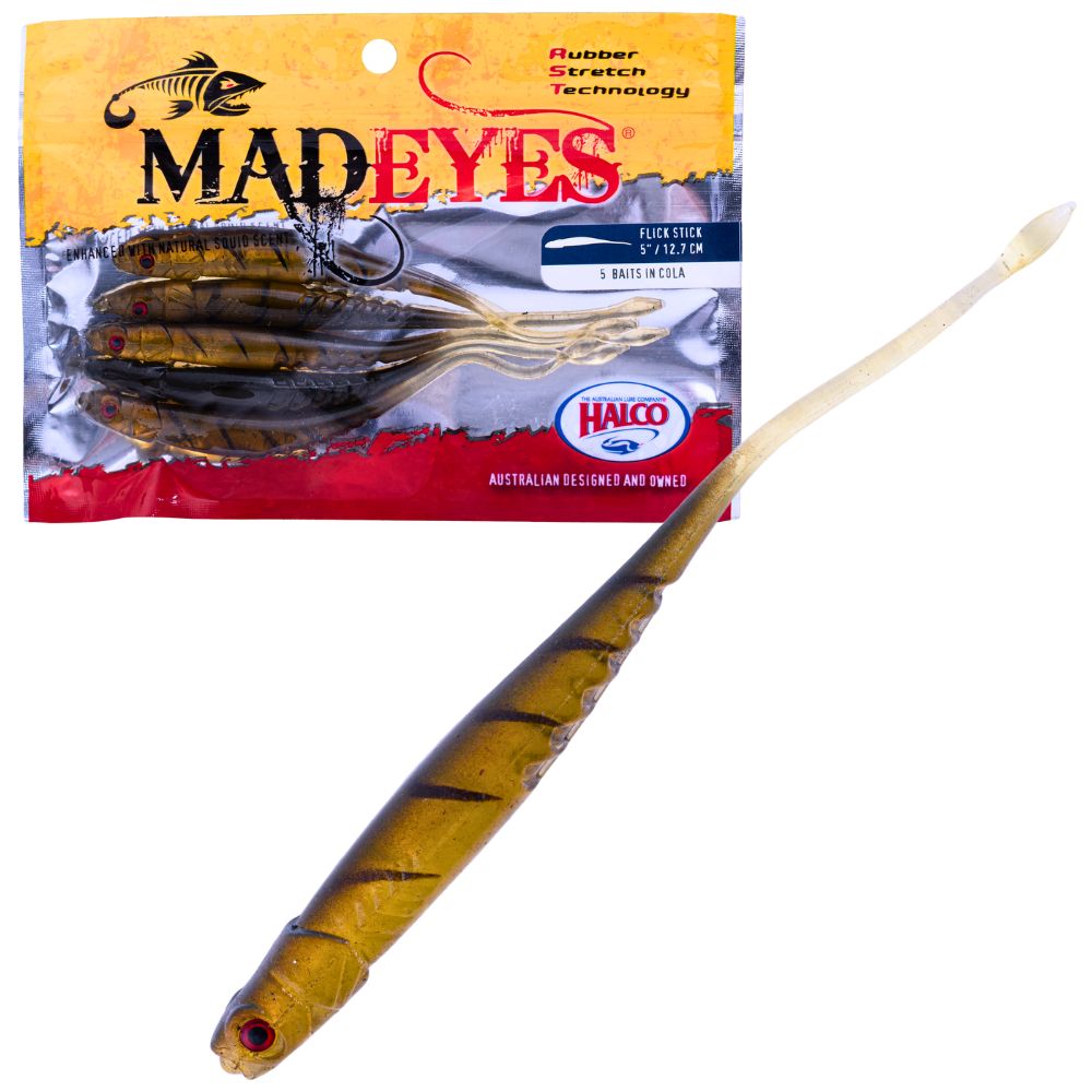 HALCO MadEyes Squid Scented RST Soft Lure FLICK STICK 5” - Image 4