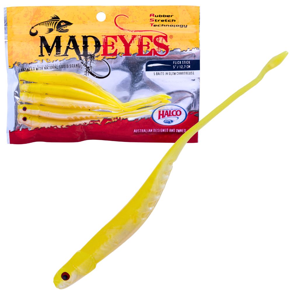 HALCO MadEyes Squid Scented RST Soft Lure FLICK STICK 5”