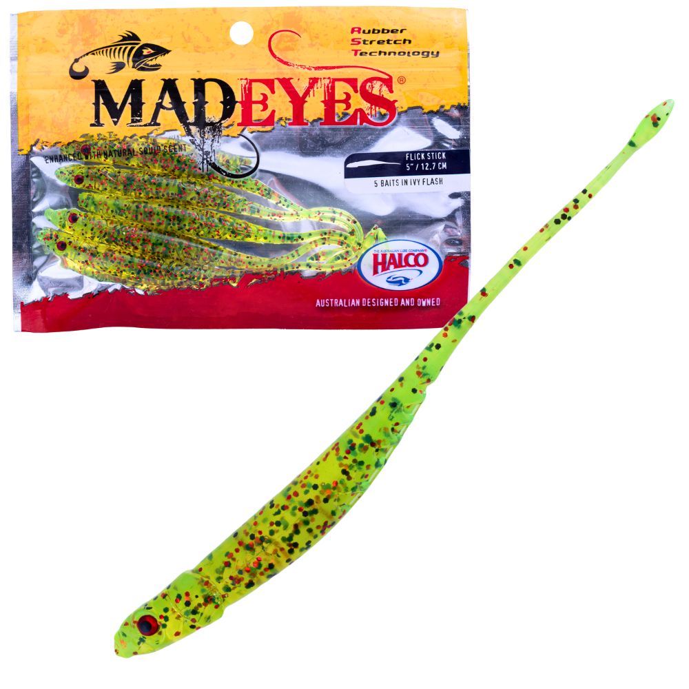 HALCO MadEyes Squid Scented RST Soft Lure FLICK STICK 5” - Image 3