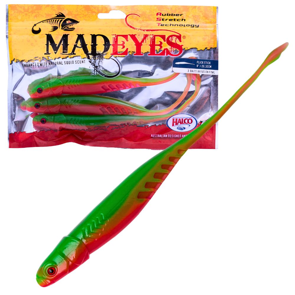 HALCO MadEyes Squid Scented RST Soft Lure FLICK STICK 8” - Image 6