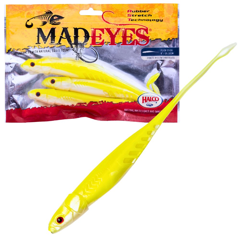 HALCO MadEyes Squid Scented RST Soft Lure FLICK STICK 8” - Image 5