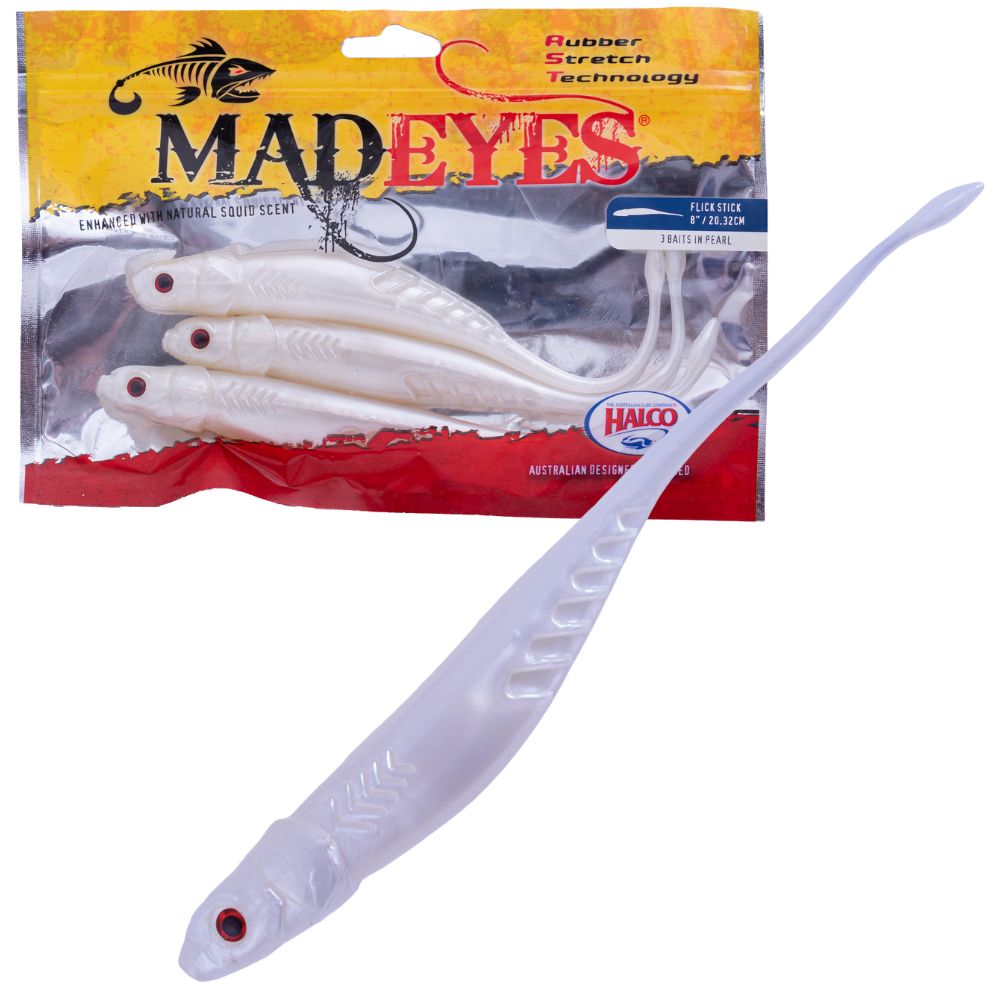HALCO MadEyes Squid Scented RST Soft Lure FLICK STICK 8” - Image 3