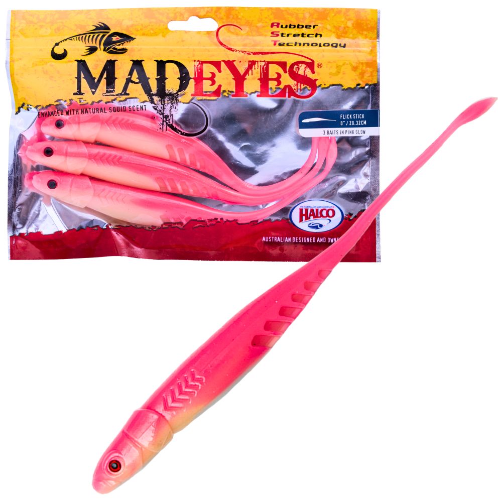 HALCO MadEyes Squid Scented RST Soft Lure FLICK STICK 8”