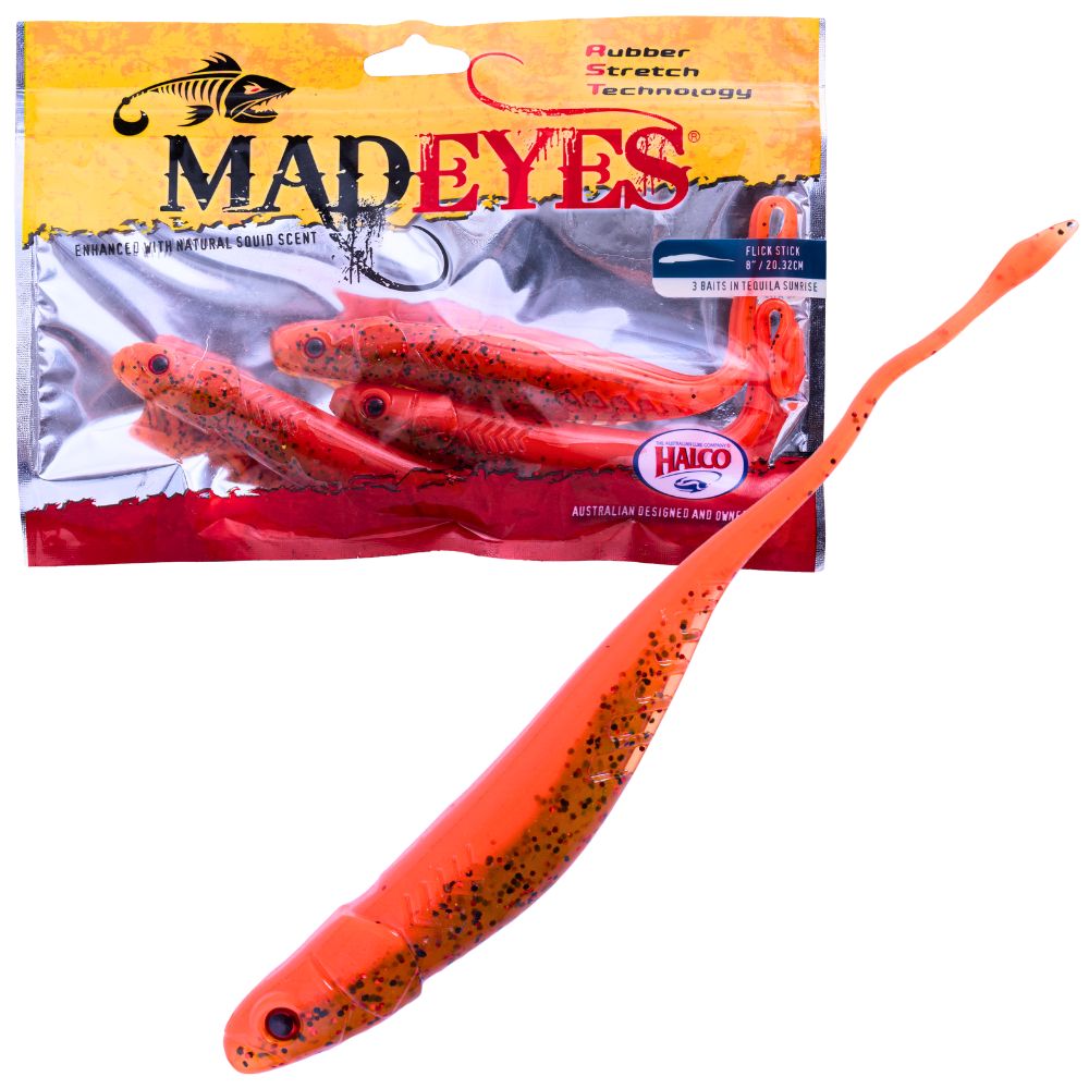 HALCO MadEyes Squid Scented RST Soft Lure FLICK STICK 8” - Image 4