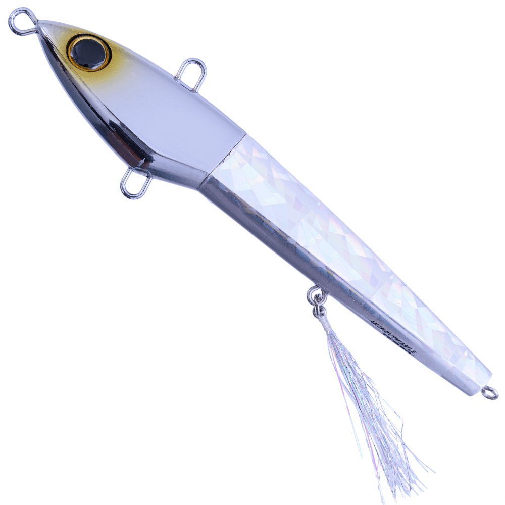 JACKALL Saltwater Rubber Jigging Lure Anchovy Missile TURBO 150g Chrome - Image 2