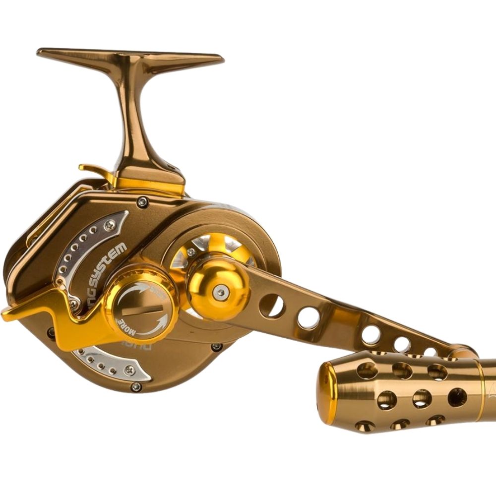 JIGGING MASTER Extreme Jigging Lefthanded Reel UNDERHEAD PE10 Brown/Gold - Image 4