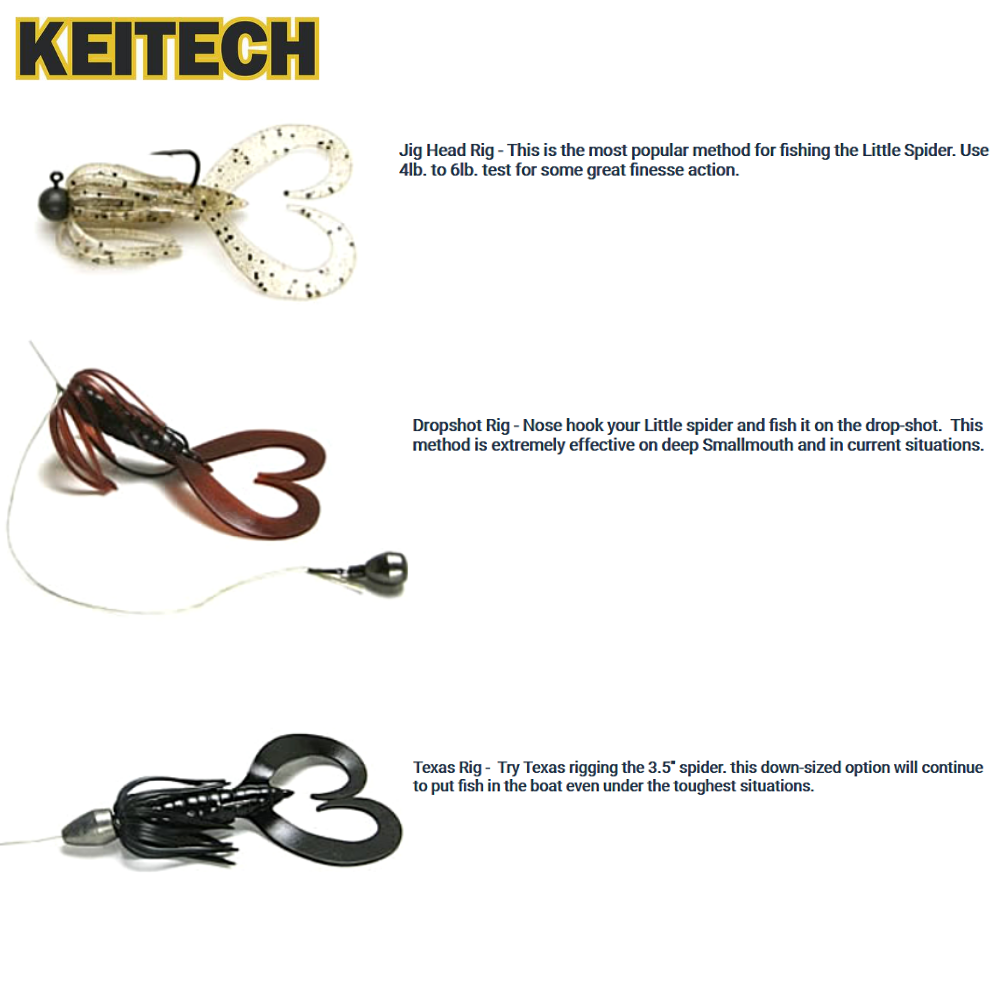 KEITECH Bass Fishing Scented Soft Bait Lure LITTLE SPIDER 3.5” - Image 6