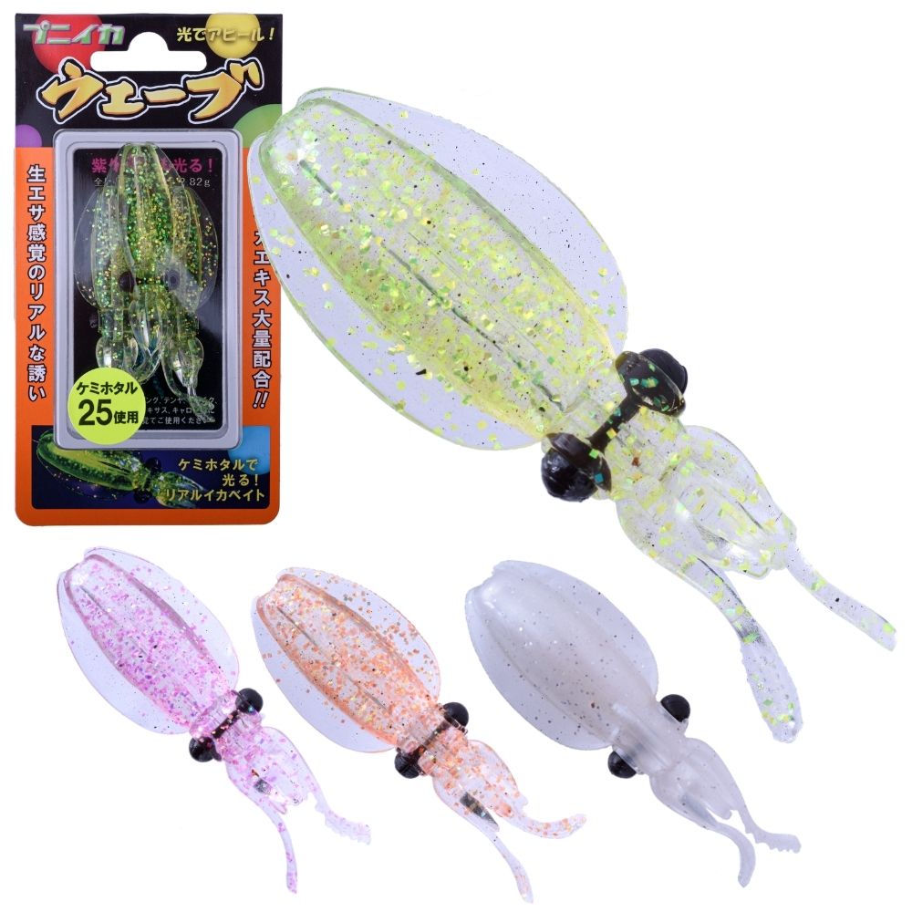 LUMICA UL Fishing Scented Soft Bait Lure PUNI IKA WAVE 65mm