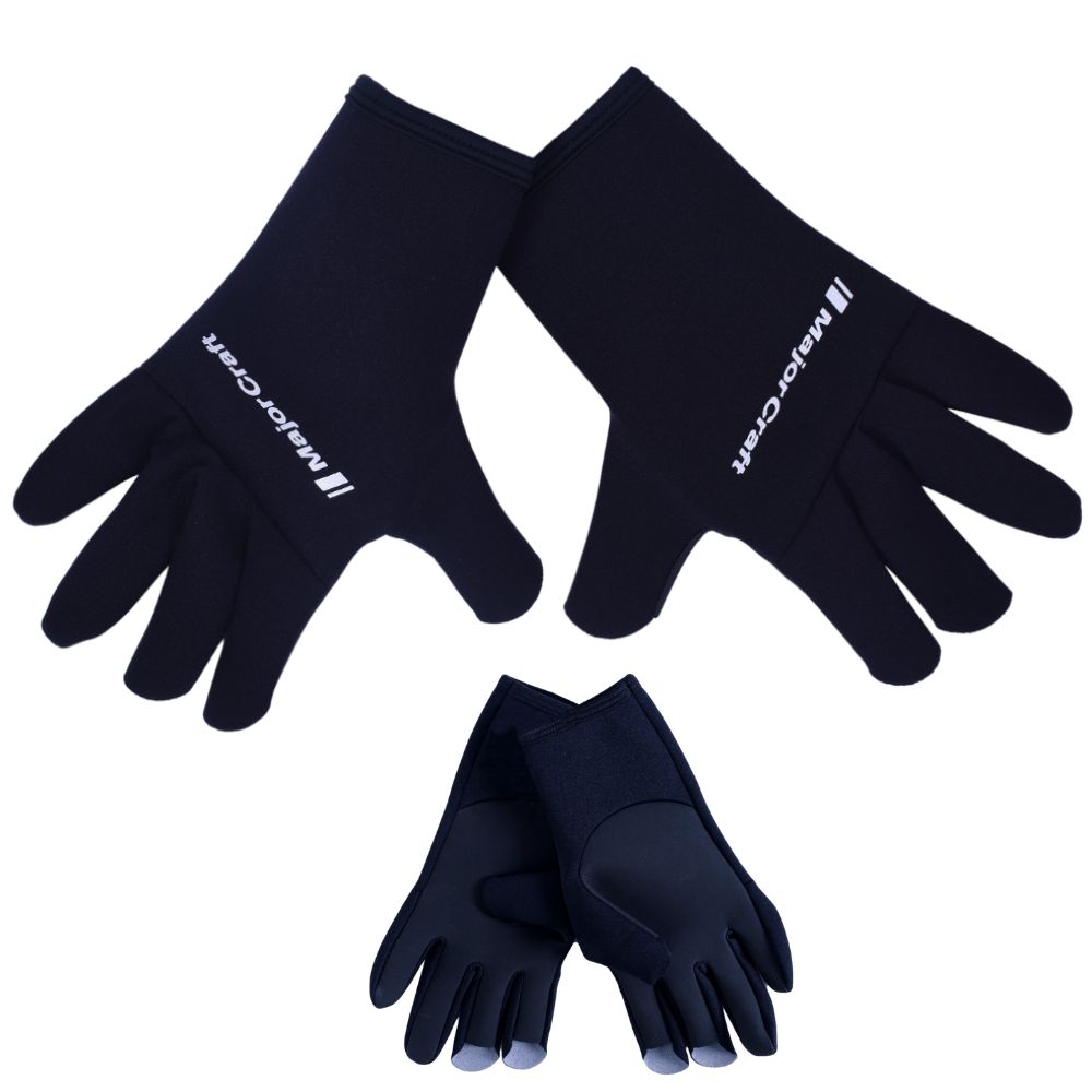 MAJOR CRAFT Neoprene Fishing 3 Cut Gloves TITANIUM Black