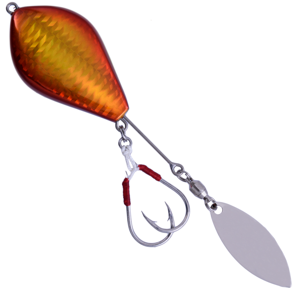MEGABASS Saltwater Blade Flash Metal Lure MAKI JIG DROP 150g G Aka Kin - Image 2