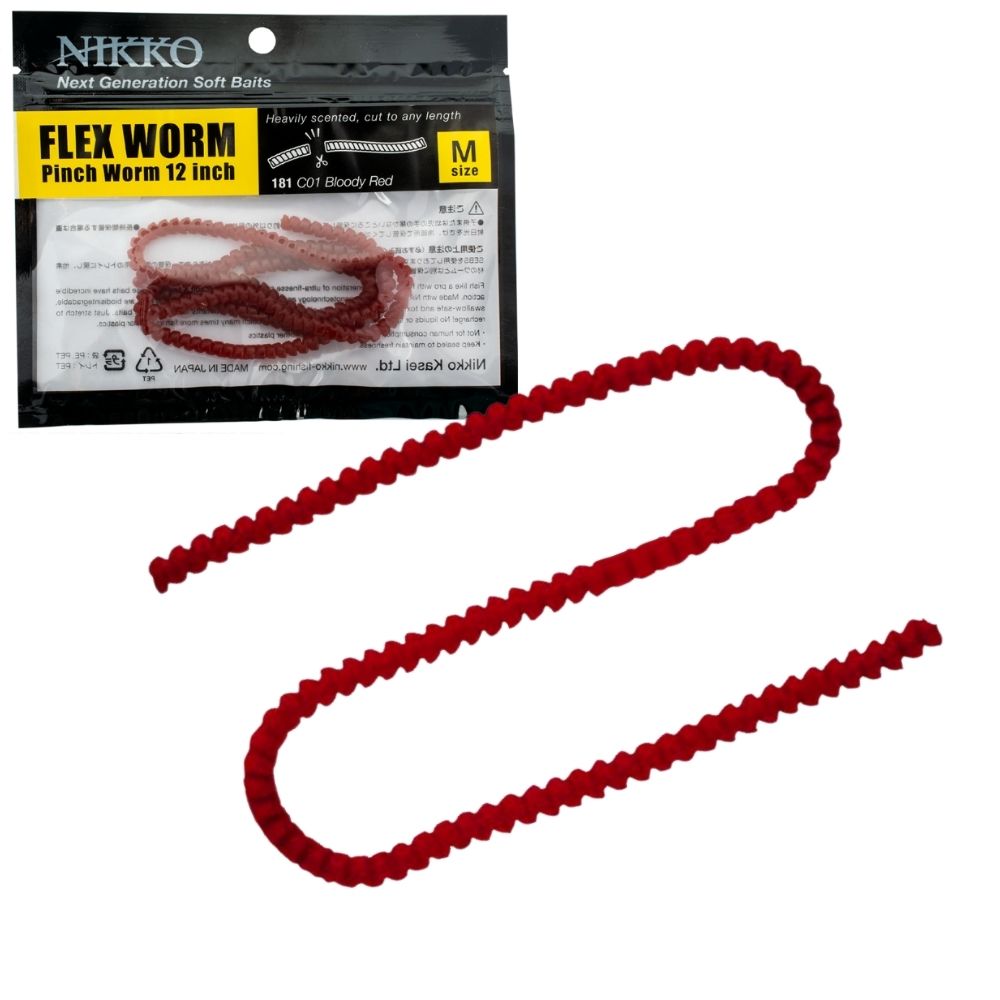 NIKKO KASEI UL Fishing Scented Soft Bait Lure FLEX PINCH WORM M Bloody Red