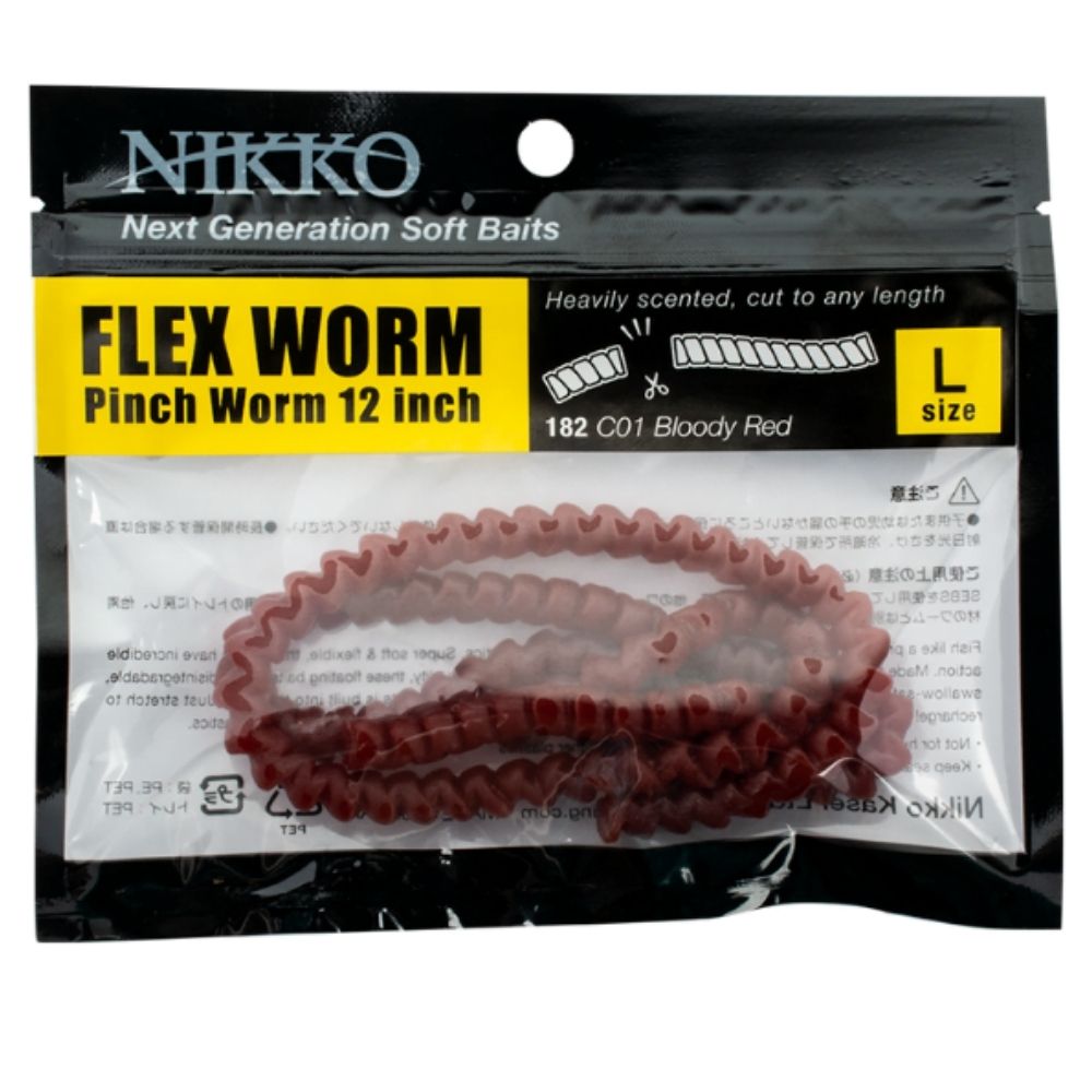 NIKKO KASEI UL Fishing Scented Soft Bait Lure FLEX PINCH WORM L Bloody Red - Image 3