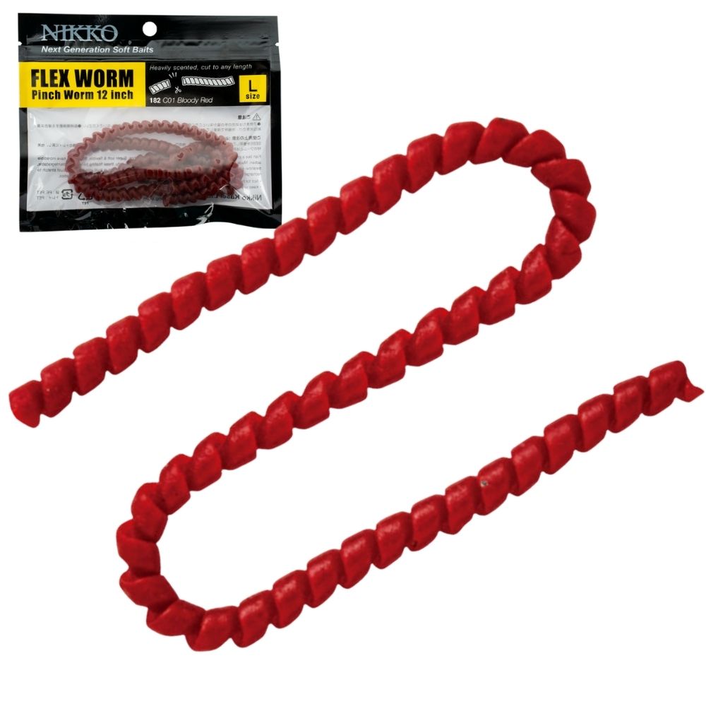 NIKKO KASEI UL Fishing Scented Soft Bait Lure FLEX PINCH WORM L Bloody Red