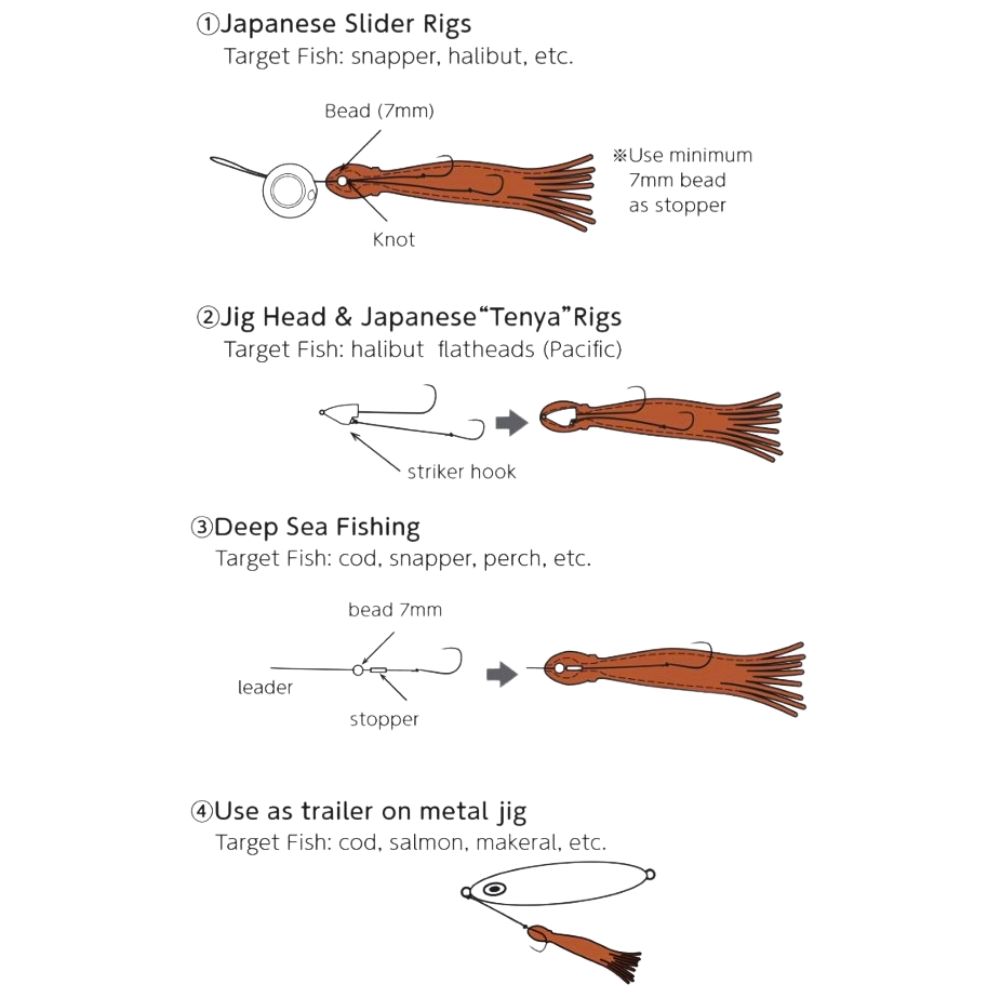 NIKKO Saltwater Scented Soft Bait Skirt Lure OCTOPUS 6” - Image 19