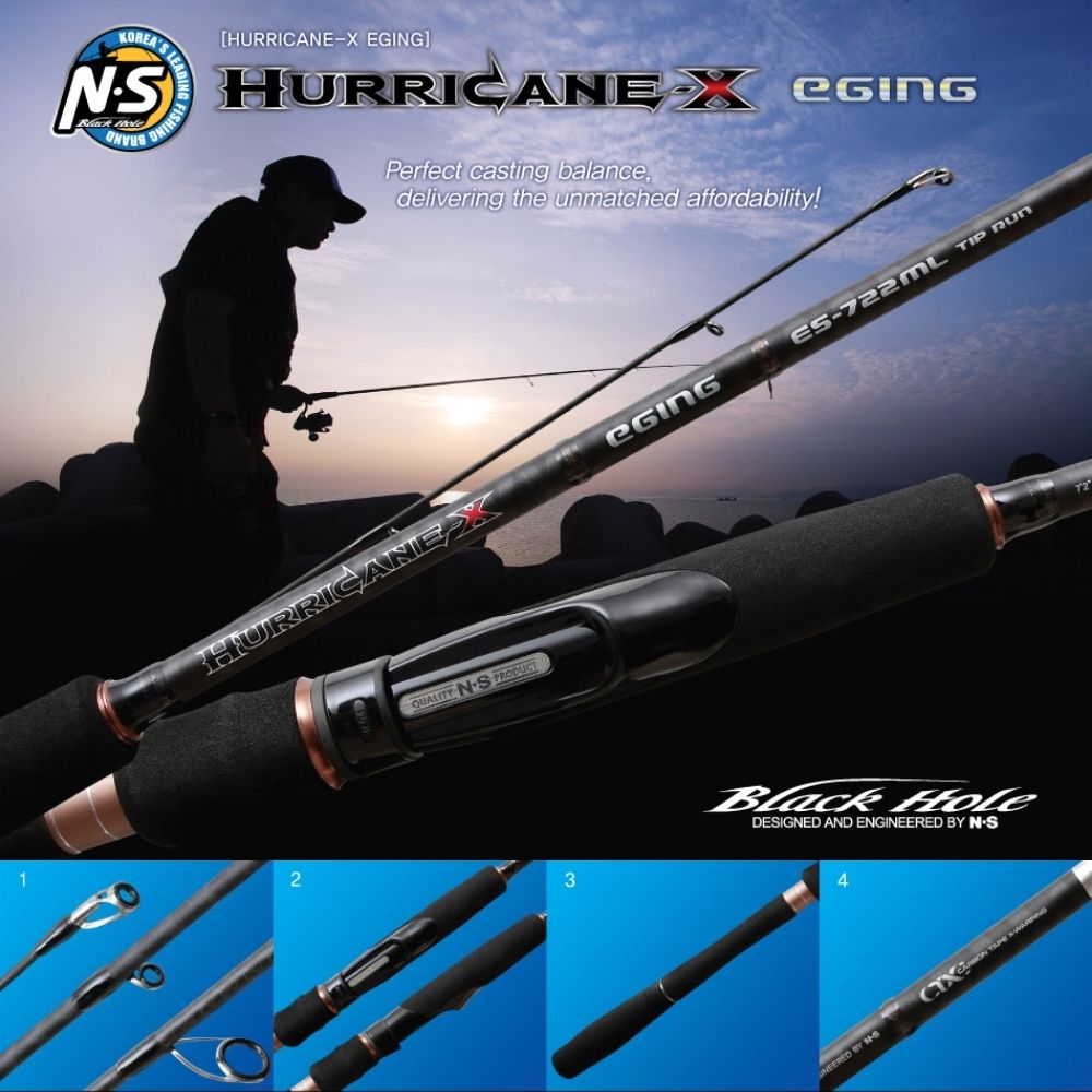 NS BLACK HOLE Squid Fishing Spinning Rod Hurricane-X EGING ES-852ML - Image 2