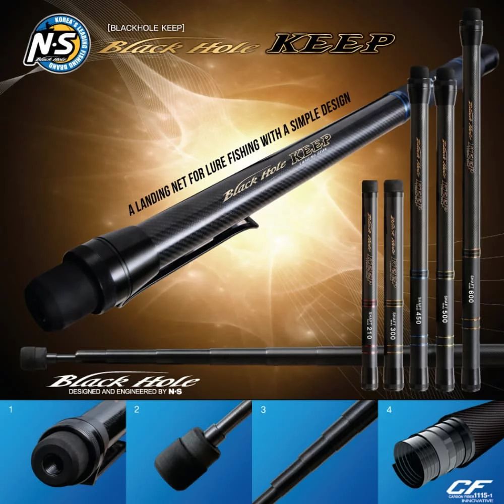 NS BLACK HOLE Landing Net Nano Carbon Telescopic Shaft KEEP - Image 2