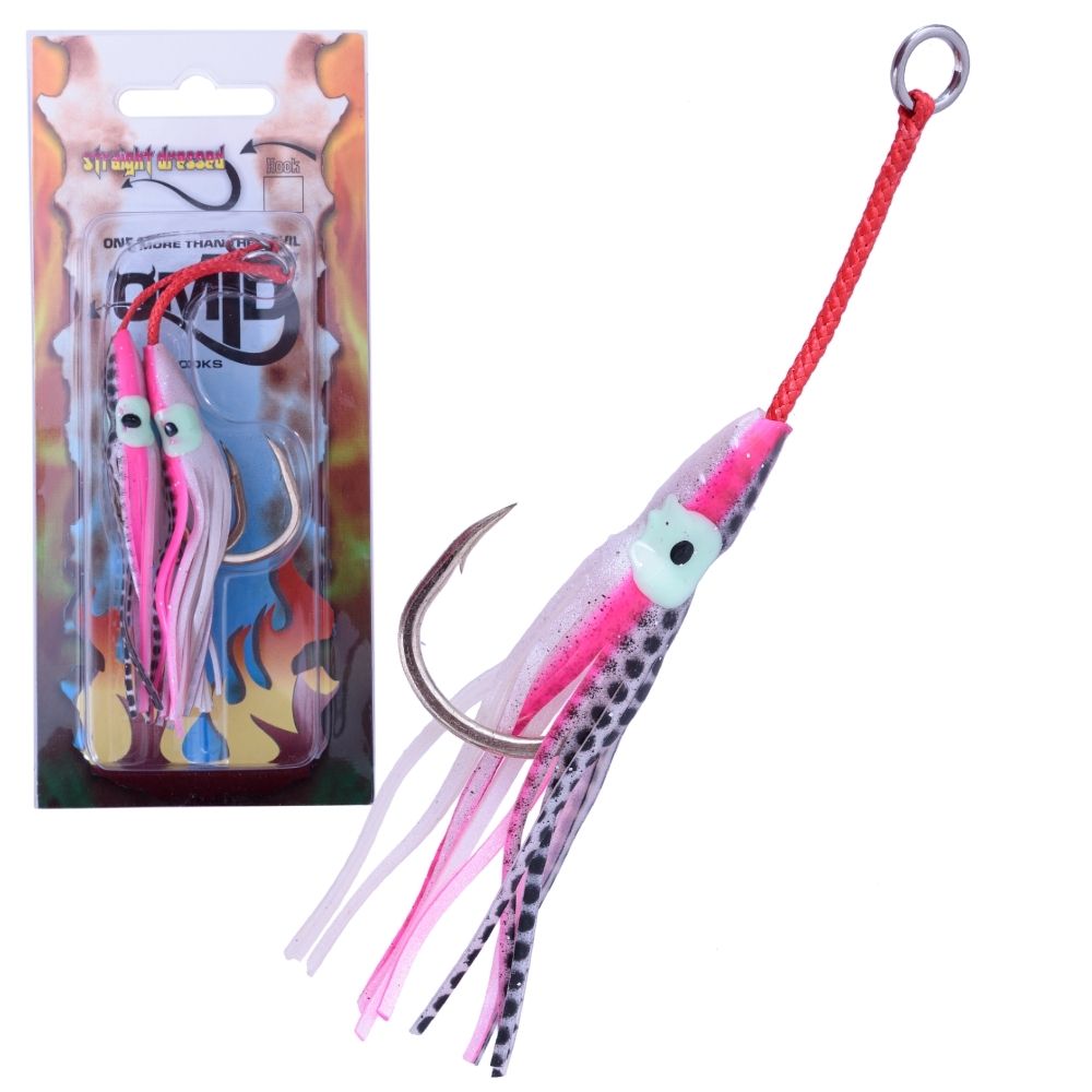 OMTD Skirted Pre-Tied Jigging Single Assist Hook OH2000D