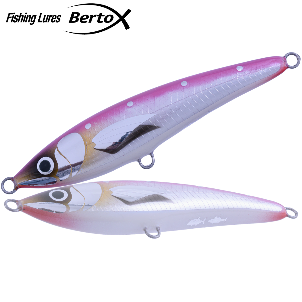 BERTOX Saltwater Handmade Wooden Sinking STICK BAIT 18cm/100g Pink Sardine