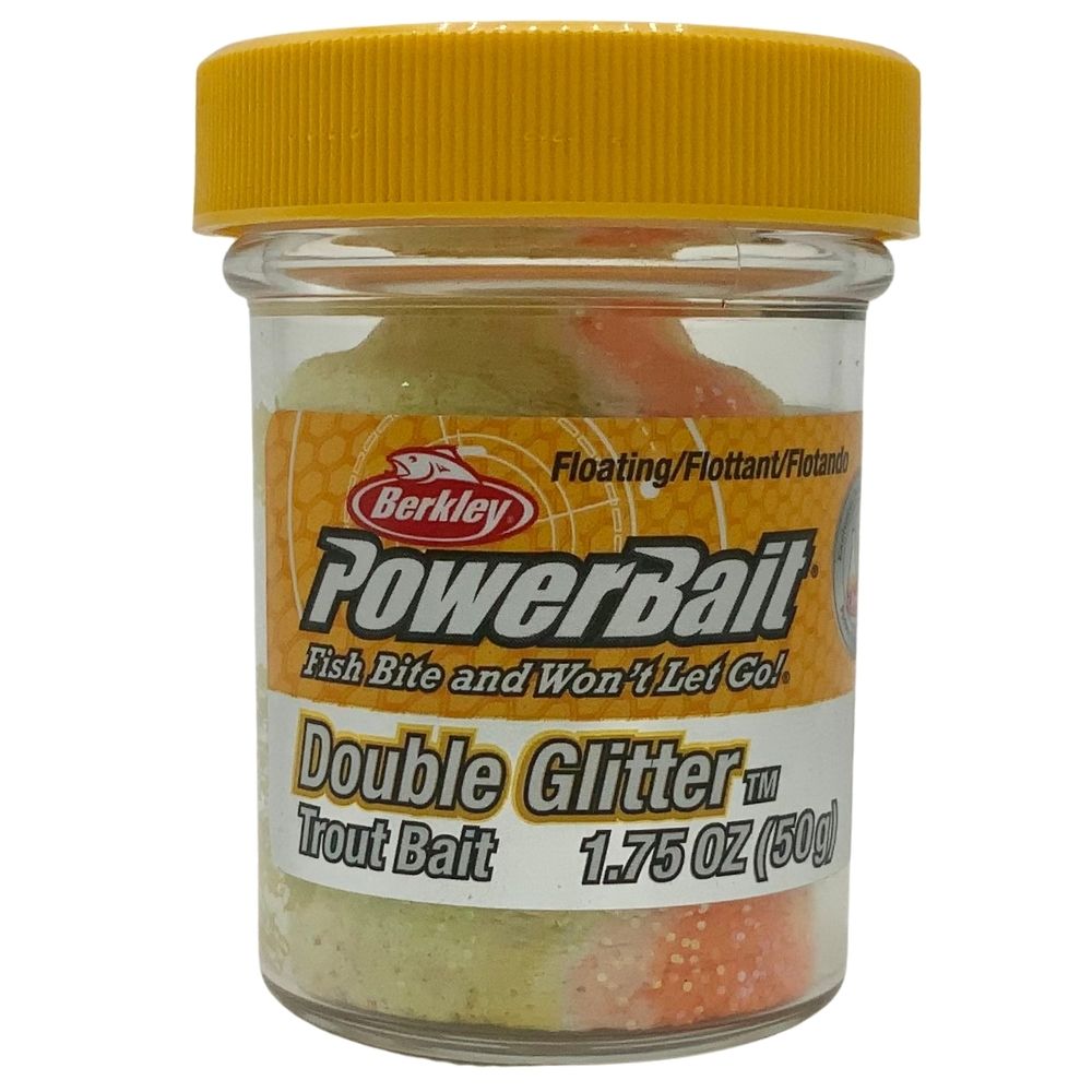 BERKLEY PowerBait Trout Bait Double Glitter DOUGH 1.75oz/50g Chart/White/Org - Image 2