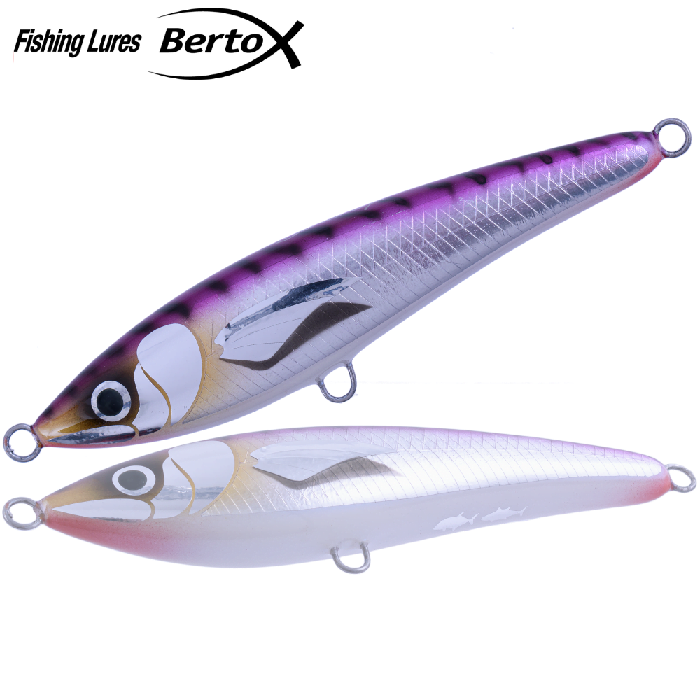 BERTOX Saltwater Handmade Wooden Sinking STICK BAIT 18cm/100g Purple Mack
