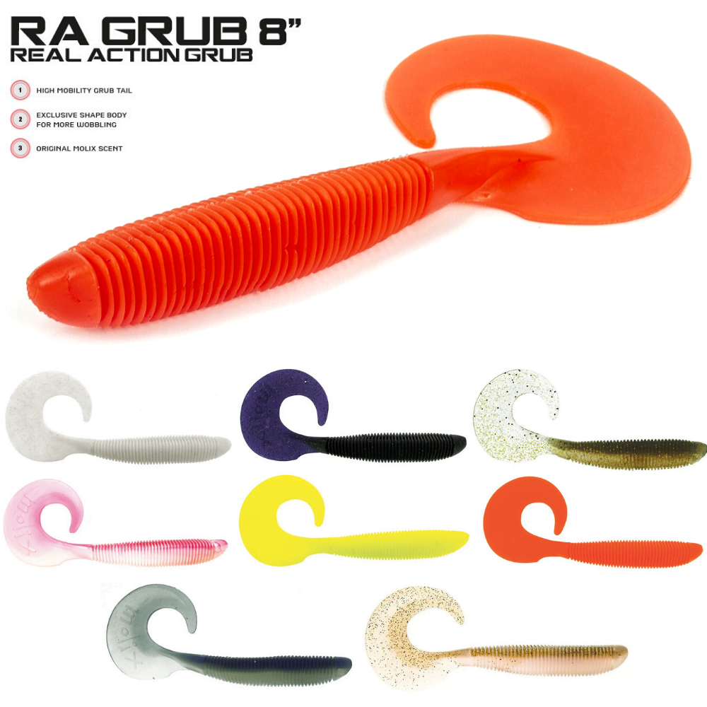 MOLIX Scented Curly Tail Soft Bait Lure RA GRUB 8”