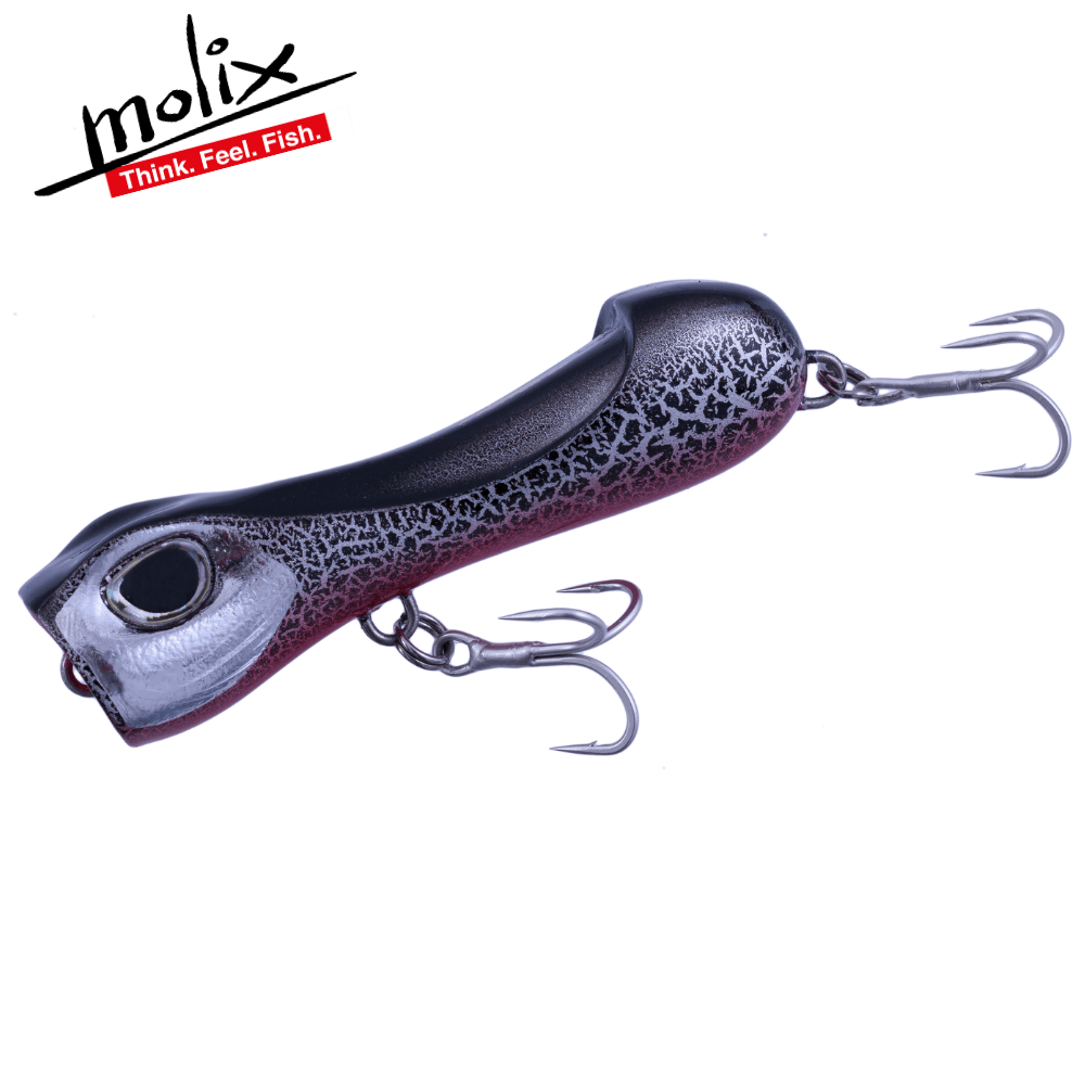 MOLIX Topwater Special Lure S-POPPER 65 - Black Crack