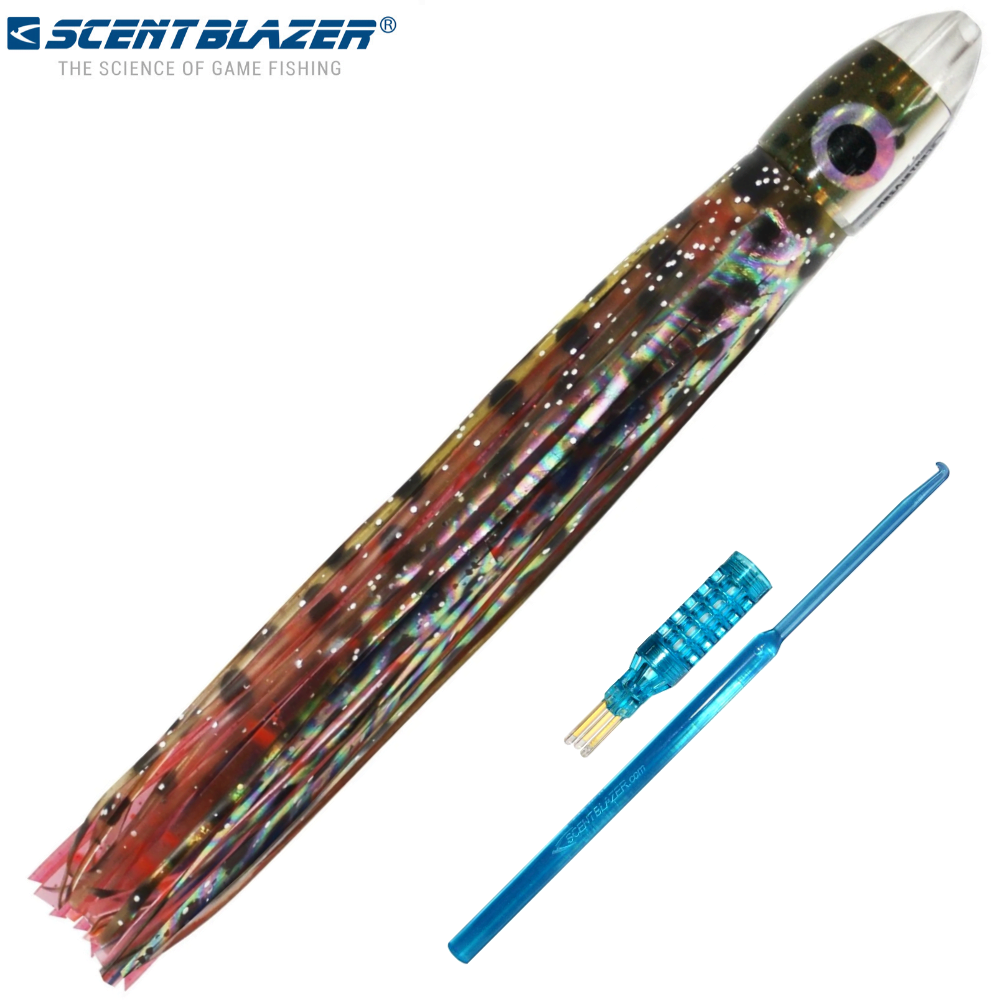 SCENT BLAZER Skirted Trolling Lure Bullet Head 8” BRONZE SQUID